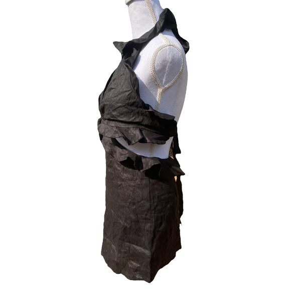 Mable Sleeveless Cut Out Waist Detail Ruffle Mini Dress Black Women's Size Small - Picture 6 of 13